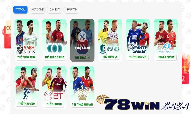 Cá cược thể thao tại 78win rất đa dạng và được yêu mến
