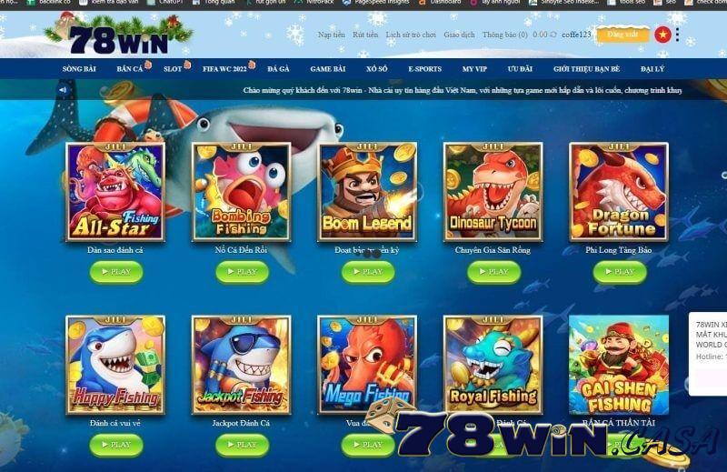 Những trò chơi bắn cá trên 78win