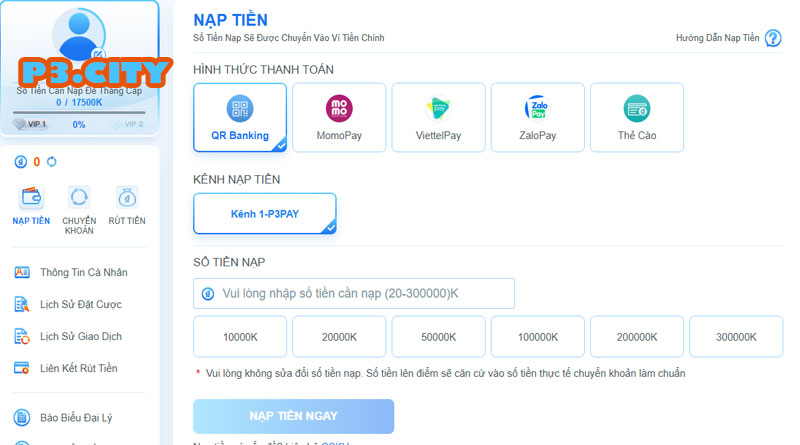 Điền chính xác thông tin để giao dịch nạp tiền P3 được xử lý nhanh nhất.